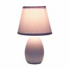 Creekwood Home Traditional Petite Ceramic Oblong Bedside Table Lamp, Matching Tapered Drum Fabric Shade, Purple CWT-2005-PR